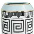 thumbnail image 4 of DecMode 11" Teal Ceramic Vase with Greek Knot Pattern, 4 of 7