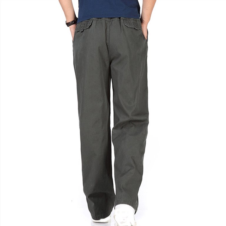 Xysaqa Men's Cargo Pants Relaxed Fits, Men Big & Tall Casual Cotton Jogger  Sweatpants Comfy Elastic Waist Outdoor Pants L-6XL 