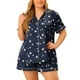 thumbnail image 3 of Conjunto de pijamas de talgrande pamujer, rode dormir de mancorcon estrellas de un solo pecho Azul oscuro 3XL, 3 of 6