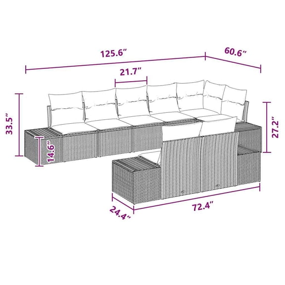 vidaXL 9 Piece Garden Sofa Set with Cushions Black Poly Rattan