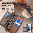 thumbnail image 4 of Galaxy S22 Ultra Wallet Case Premium Leather Flip Zipper Detachable Magnet Wallet Stand Card Holder Case with Crossbody Lanyard Strap Zipper Pocket Cover for Samsung Galaxy S22 Ultra, Brown, 4 of 8