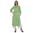 thumbnail image 1 of Bimba Kurta en Coton Col Mandarin avec Plis pour Femmes Ethnique Indienne Droite Unie, 1 of 7