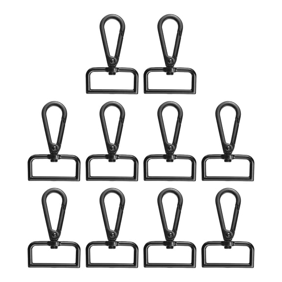 Uxcell 10pcs Metal D Ring Lobster Claw Clasp 1.26" 360° Swivel Snap Hook, Black