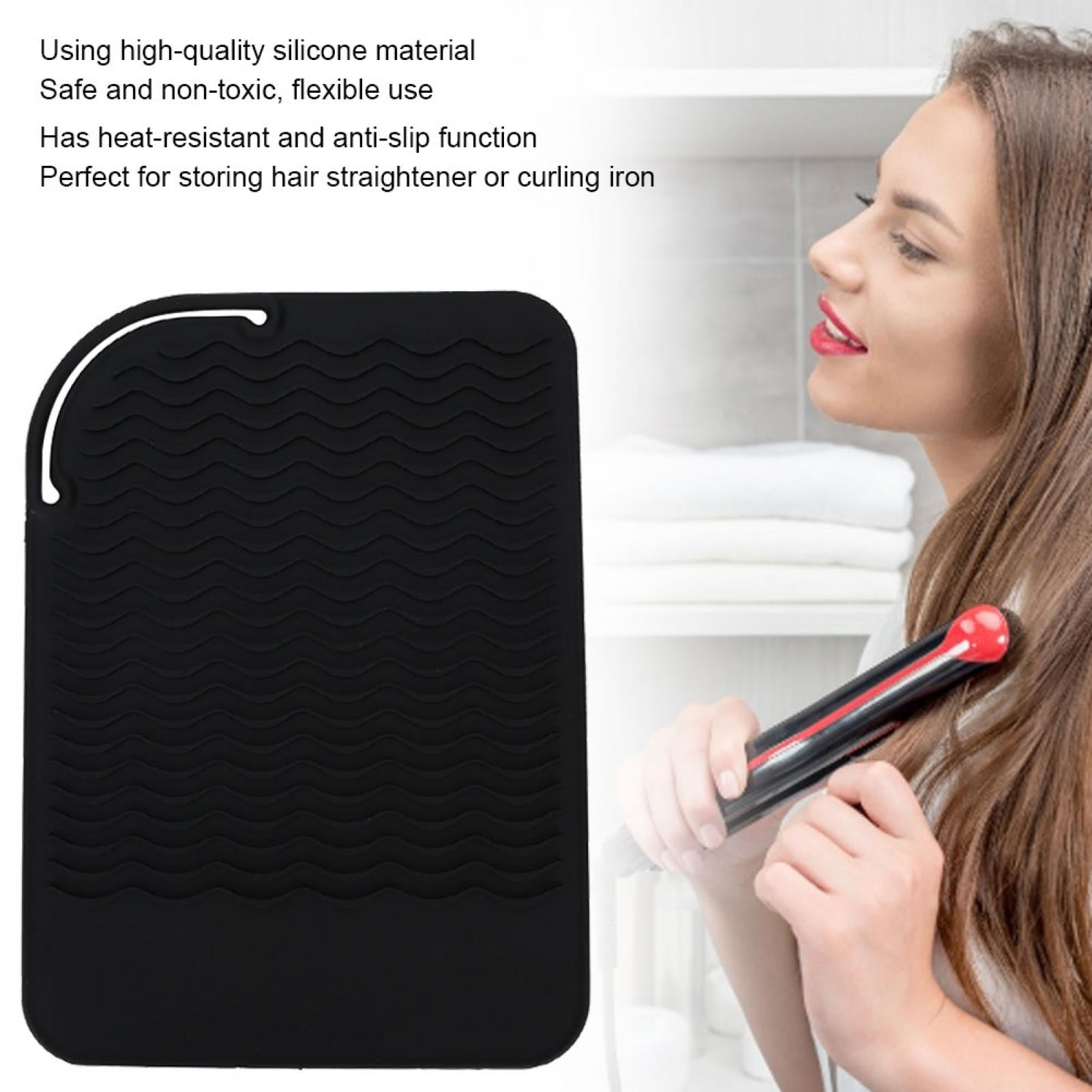 LHCER Silicone Heat Resistant Cover, Hair Straightener Pad, For Hair Styling Waver Home Use Hair Salons