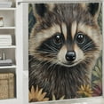 thumbnail image 6 of BCIIG Raccoon Flowers Detailed Painting Bathroom Decoration Set with Hooks Polyester Cloth Shower Curtain Set 36"x72, 6 of 7