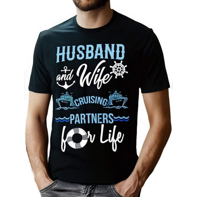 100% Made US Husband and Wife Cruising Partners for Life Couples Cruise T-Shirt