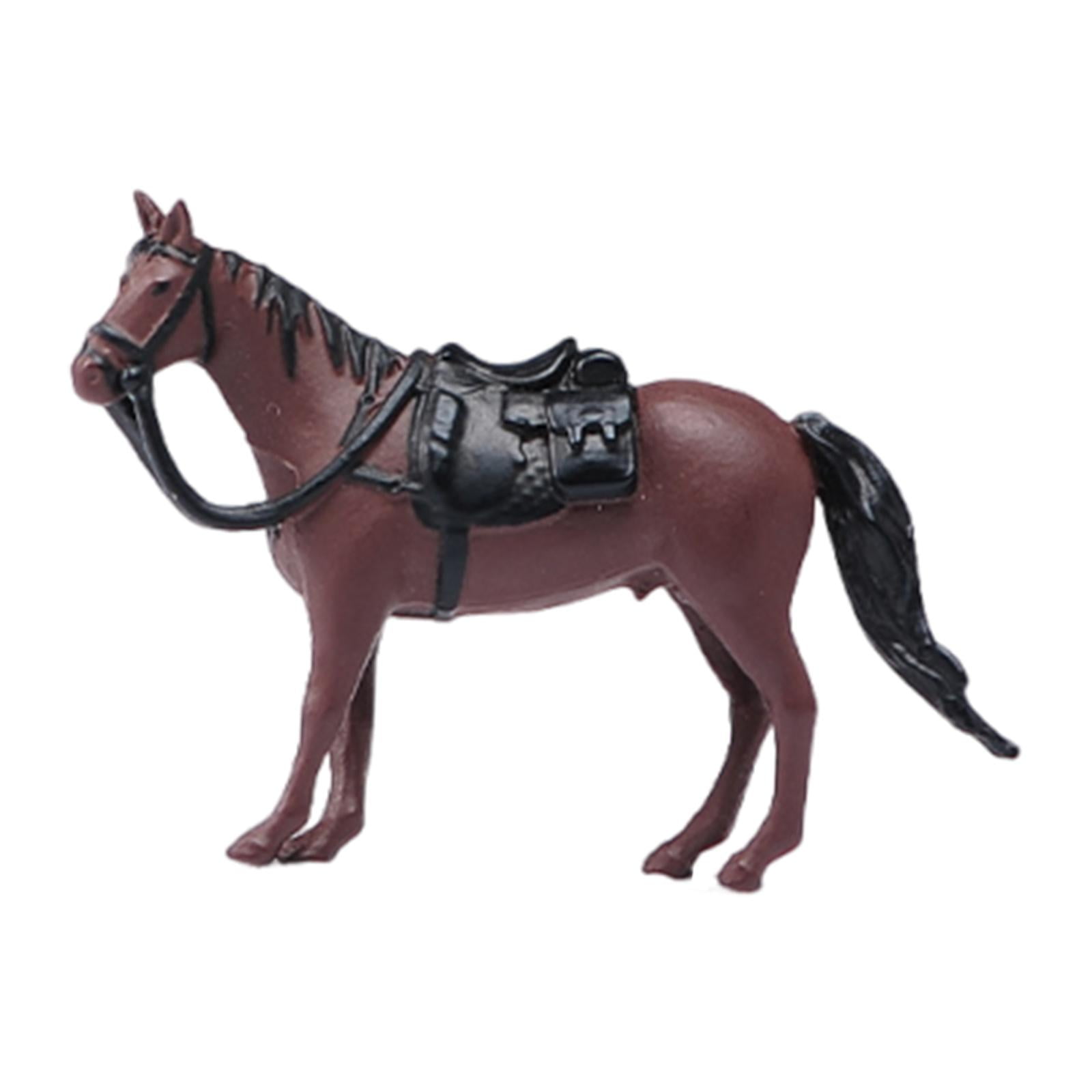 Abbraccia Miniature Horse Figurine Resin 1/64 Scale Model Farm Animal Figure Realistic Detail Hand-Painted Lightweight Suitable for Desktop Display Miniature Dollhouse Diorama Setup Brown