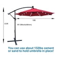 thumbnail image 5 of Patio Umbrella with Led Lights, 10FT Solar LED Offset Outdoor Umbrella, Hanging Cantilever Market Patio Umbrella with Crank, Cross Base, Backyard Offset Umbrella for Garden Pool Deck, L6093, 5 of 6