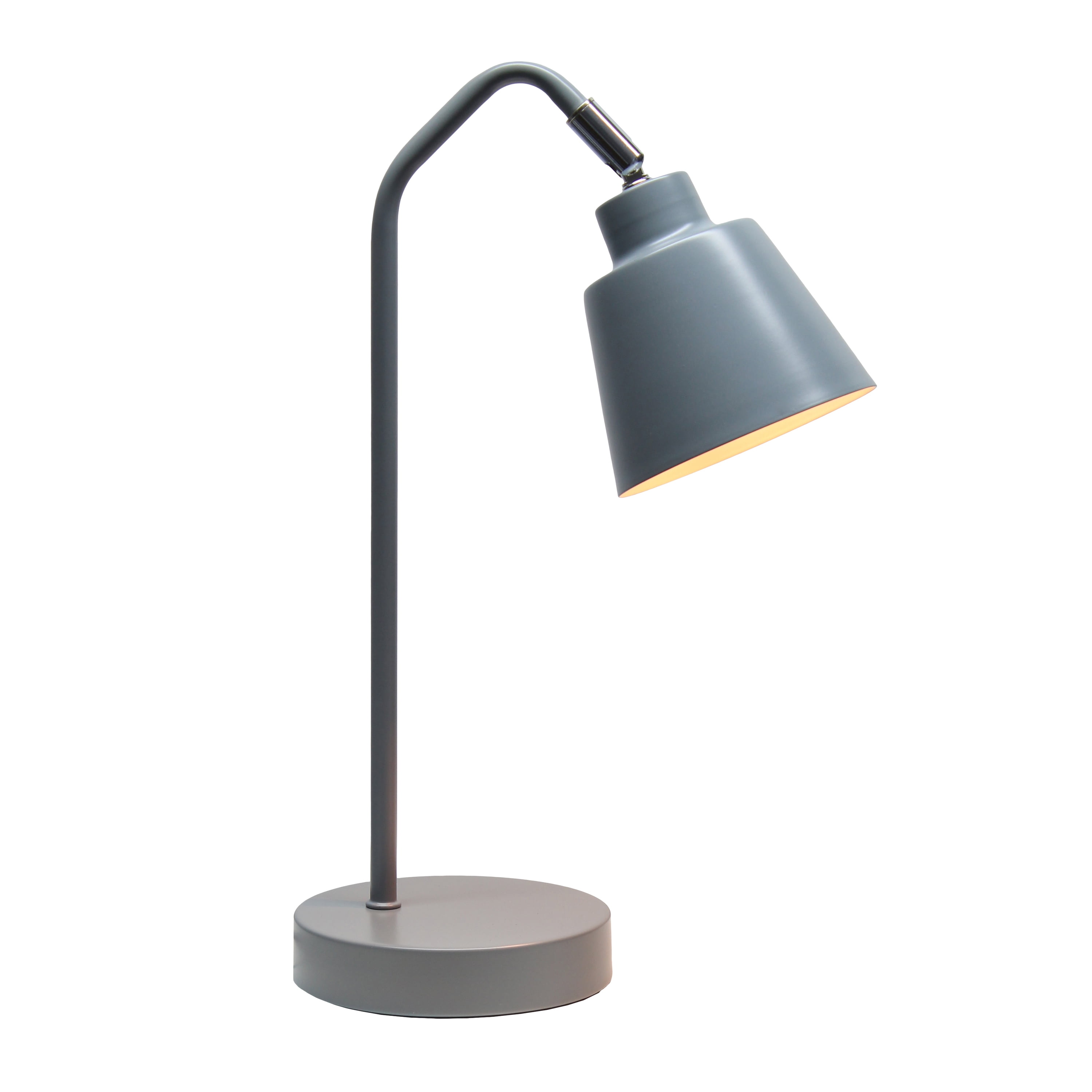 Mod Lighting and Decor Angled Arm Desk Lamp with Adjustable Cone Shade - 16" - Gray