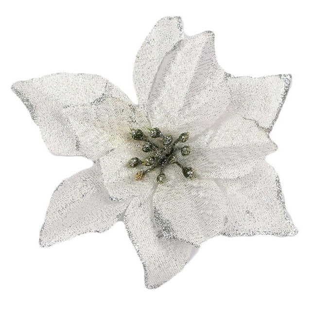 Christmas Tree Decorative Fake Flower Portable Detachable Fashionable Park Garden Artificial Simulation Festival Flowers Silver