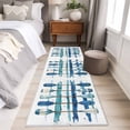 thumbnail image 5 of 2x6 Kitchen Runner Rug, Lake Paddles Non-Skid Rubber Backing Large Rectangle Rugs - Living Room Bedroom Home Office, Summer Watercolor Teal Blue Striped Indoor Floor Mat Carpets Washable Rug, 5 of 9