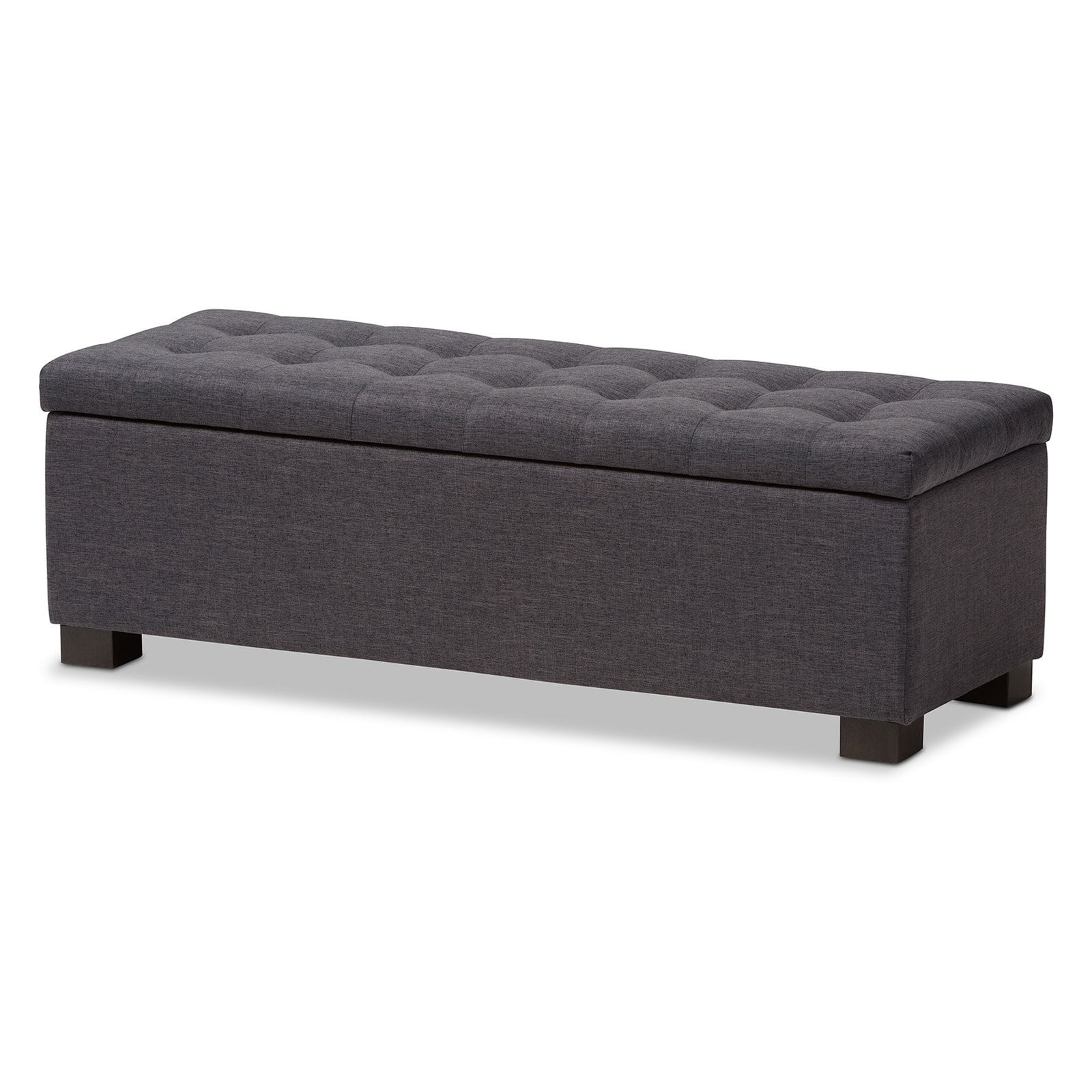 Baxton Studio Roanoke Dark Grey Fabric Upholstered Storage Ottoman