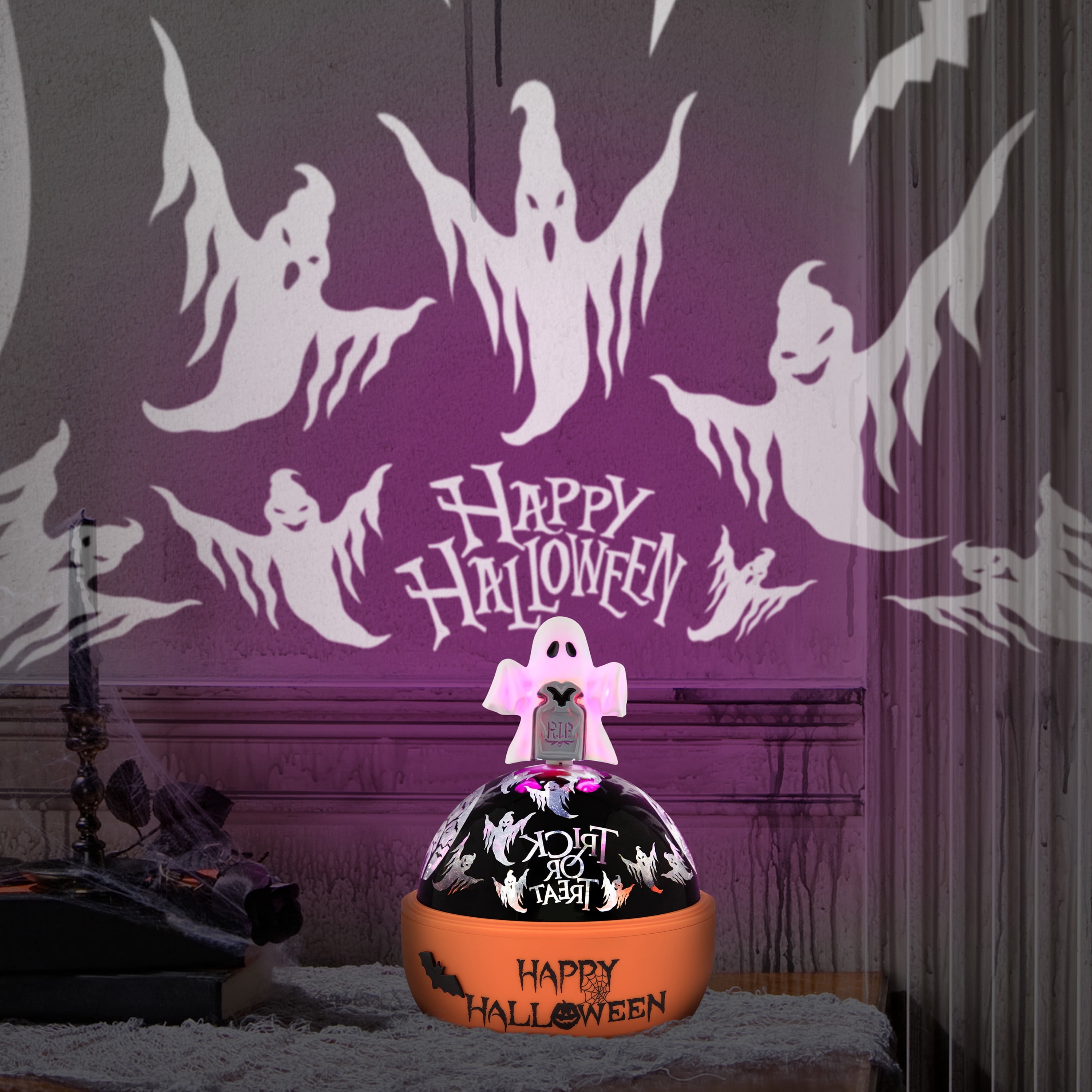 Halloween Light Show Projection Illuminations with Ghostly Toppers by Shadow Lights