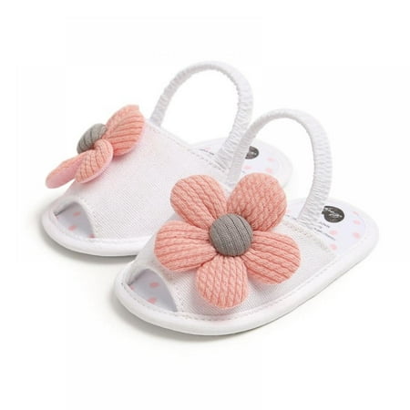 

Infant Baby Girls Boys Sandals Summer Bowknot Crib Shoes Toddler Cotton Fabric Flower Soft Rubber Sole Dress Flats First Walker Shoes