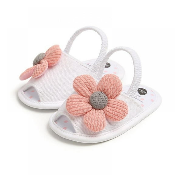 SYNPOS Infant Baby Girls Summer Flower Sandals Open-Toed Shoes Soft Non-Slip Sole Princess Flat Shoes 0-18 Months