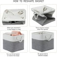 thumbnail image 3 of 13 x 13 Inch Cube Storage Bins, 6 Pack Extra Large Collapsible Fabric Storage Bin with Ropes, Foldable Storage Cubes for Home (White & Grey-13"x13"x13"), 3 of 5