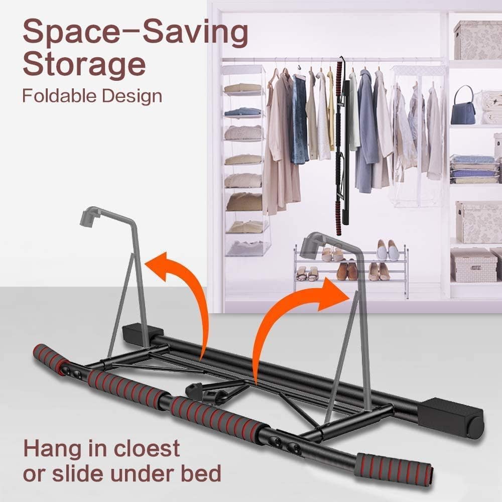 Pull Up Bar Doorway with Ergonomic Grip - Fitness Chin-Up Frame for Home Gym Exercise - Multi-Angle Grip - 2024 Upgrade Smart Hook (Fits Almost All Doors)