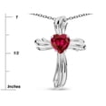 thumbnail image 2 of Star K� Heart Shape 6mm Created Ruby Ribbed Cross Of Love Pendant Necklace, 2 of 9
