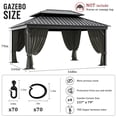 thumbnail image 2 of Pakunoda 4 Panel 13' X 6.5' Outdoor Curtains for 12' X 14' Gazebo, Waterproof Outdoor Privacy Curtain Panel set of 4, Gray(Curtain Only), 2 of 8