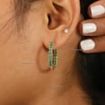 thumbnail image 2 of Emerald Large Inside Out Side Hoop Earrings, 925 Starling Silver Earring, Round Emerald Huggie Hoops, Christmas Gift For Her, 2 of 5