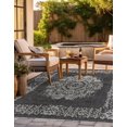 thumbnail image 2 of Unique Loom Outdoor Traditional Collection Area Rug - Timeworn (10' Square Charcoal Gray/Gray), 2 of 6