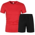 thumbnail image 4 of Gyexs Mens Short Sets 2 Piece Outfits Casual Outdoor Sportswear Short Sleeve T-Shirt with Drawstring Shorts Red, Size XL, 4 of 4