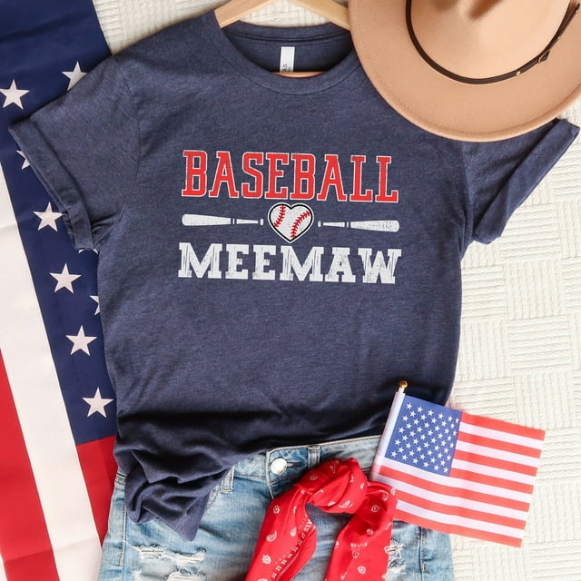 MeeMaw t-shirts de Baseball pour Femmes, t-shirts de Baseball Amusants - Blanc - S