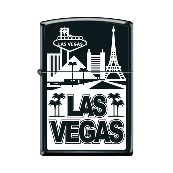 Zippo Lighter - Personalized Custom Message Engraved on Backside for Las Vegas Black Matte #Z5092