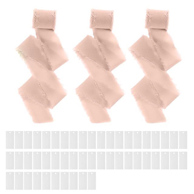 Hioecau Handwritten Business Cards 50 Sheets Blank Textured Paper Cards with Chiffon Ribbon Wedding Invitations Table Name Tags for Party Banquet Office Decor