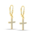 thumbnail image 5 of LeCalla Anti-Tarnish Sterling Silver Cubic Zirconia Cross Leverback Earrings for Women and Teen, 30MM, 5 of 7