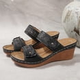 thumbnail image 5 of Zefriona Women's Casual Wedge Sandals Slip On Floral Open Toe Comfortable Summer Beach Slides Black Size 6, 5 of 10