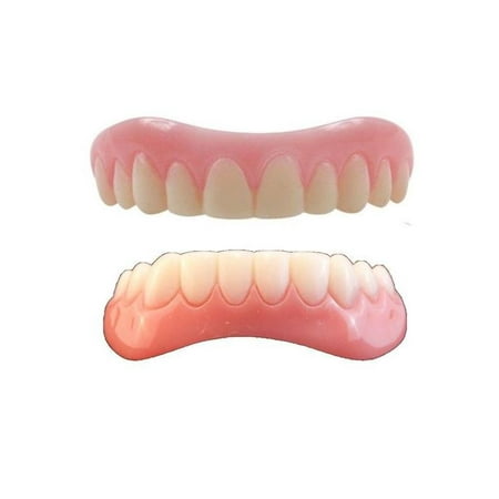 Instant Smile Veneer Set with Small Top Set of Teeth and Bottom Set of White Teeth with 4 Extra Pkg Thermal