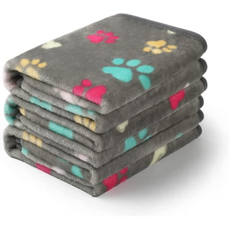 1 Pack 3 Blankets Fluffy Premium Fleece Pet Blanket Flannel Paw Bone Printed Throw for Dog Cat