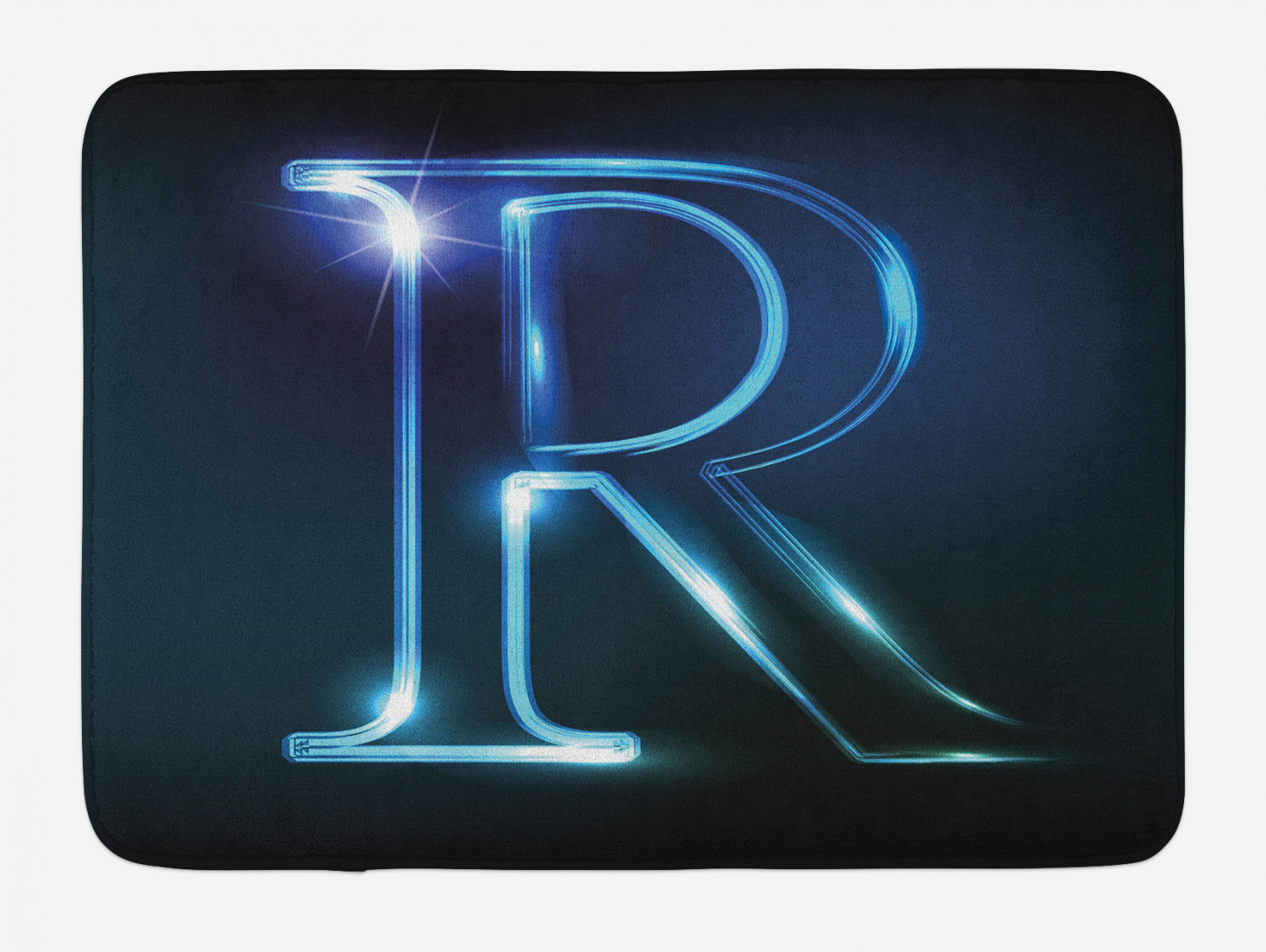 Letter R Bath Mat, Writing Language with Futuristic Design Elements ...