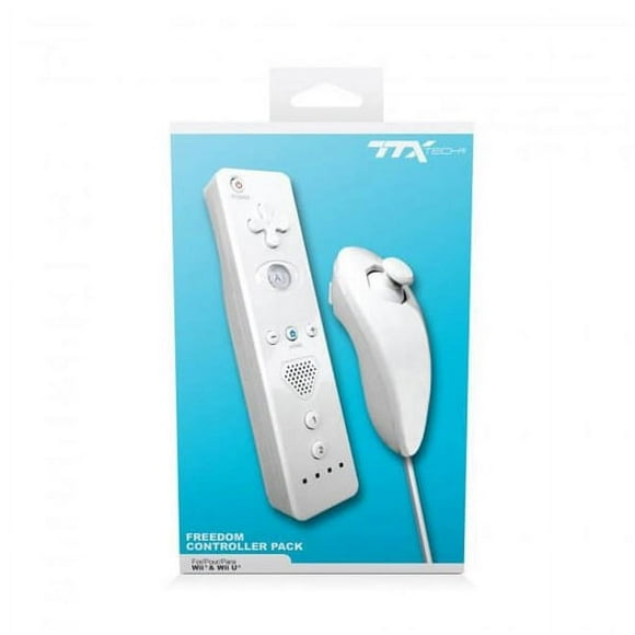 Wii/Wii-U White Wireless Freedom Wiimote Action Plus & Nunchuck Bundle[TTX Tech]