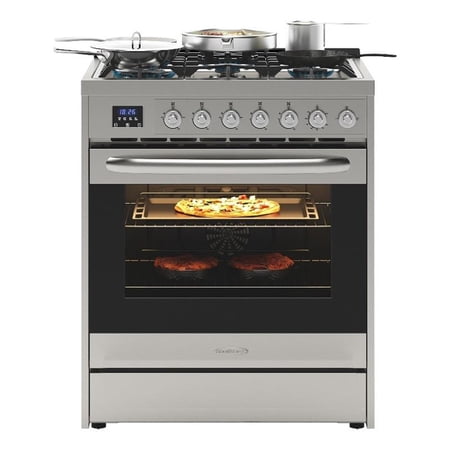 Pemberly Row Modern 30" Stainless Steel Professional Gas Range