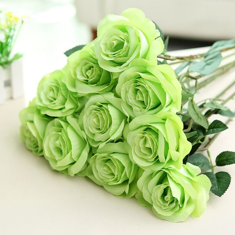 Green artificial roses discount
