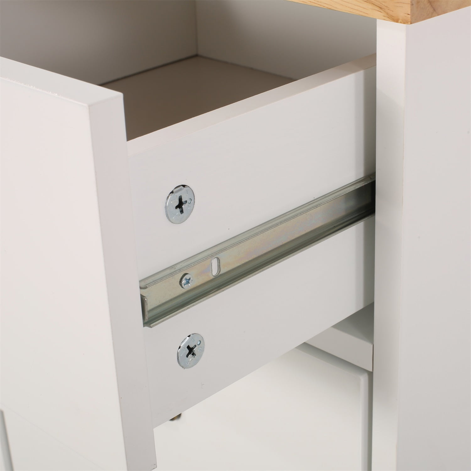 Kadyn Contemporary Kitchen Cart, Solid Wood Kitchen Storage Carts with Drawers, Kitchen Island Cart with Wheels, White and Natural Kadyn Contemporary Kitchen Cart, Solid Wood Kitchen Storage Carts with Drawers, Kitchen Island Cart with Wheels, White and Natural