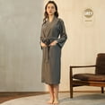 thumbnail image 6 of Womens Nightwear Unisex Pocket Breathable Knee Length Bathrobe Splicing Soft Sleepwear Spa Robe, 6 of 9