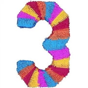 Number 3 Pinata, 22 x 14.25 in, Multicolor, 1ct