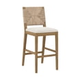 thumbnail image 3 of Nathan James Beacon Bohemian Boucle Bar Stool with Back, Bar Height Kitchen Island Chair, Seagrass Bar Stool, Cream Boucle/Brushed Light Brown, Set of 2, 3 of 4