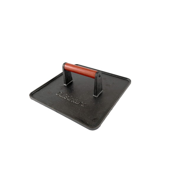 Cuisinart - Prensa para Parrilla de Hierro Fundido, 10 x 10 Pulgadas, Resistente Antiadherente para Hamburguesas con Mango de Madera, Accesorio Perfecto para Parrilla, paninis y barbacoas