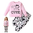 thumbnail image 2 of Gubotare Girls School Outfits Kid Toddler Girl Clothes Sleeve Top+Bottom Jeans Pants 2PC Fall Winter Outfit Set Size 7-8 (Pink,7-8 Years), 2 of 9