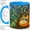 Blue, variant on Stained Glass Tree Accent Mug, 11oz Ceramic Coffee Cup for Nature Fans