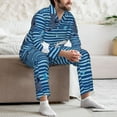 thumbnail image 7 of Daiia Sharks on White Blue Striped for Men's Long-Sleeved Pajama Set – Soft & Comfortable Sleepwear Button-Up Pajamas Cozy Lounge Wear-X-Large, 7 of 7