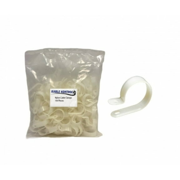 Kable Kontrol - Nylon Plastic Cable Clamps - 1/4" Diameter - 100 pcs - Natural White