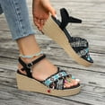 thumbnail image 5 of Sandals for Women Clearance, Xunlbb Summer Women's New Large Size Fish Mouth Thick Soled One-line Slippers To Wear Beach Wedge Sandals(Black,Size:39), 5 of 6