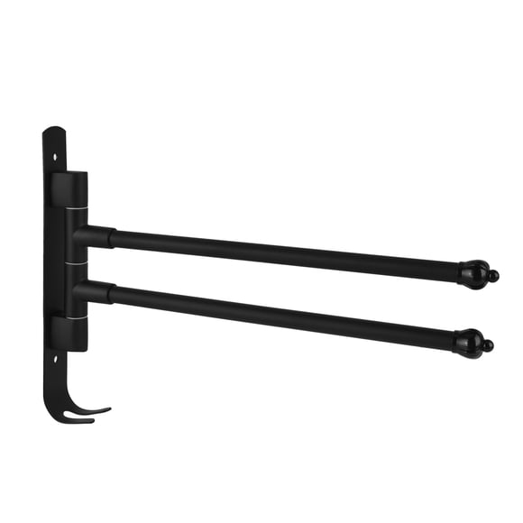 Swing Out Towel Bar, Easy Installation Utility Swivel Towel Bar Black Space Saving  For Kitchen For Bathroom Wardrobe 2 Arms