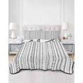 thumbnail image 3 of White Boho Twin Size Down Alternative Comforter, Lightweight Comforter Quilt Bedding Set with Pillow Shams Country Abstract Black Geometric Striped All Seasons Bed Comforter Duvet Insert 68"x86", 3 of 7