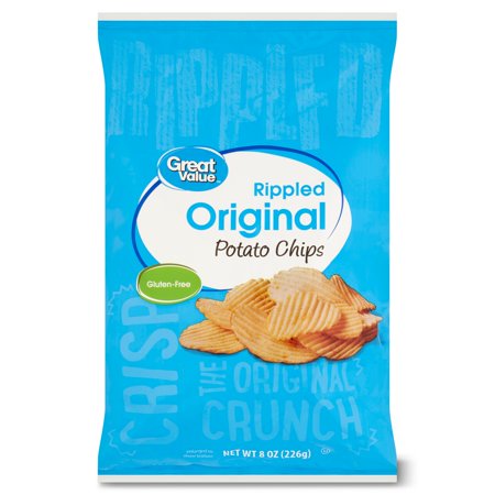 Great Value Rippled Original Potato Chips, 8 oz